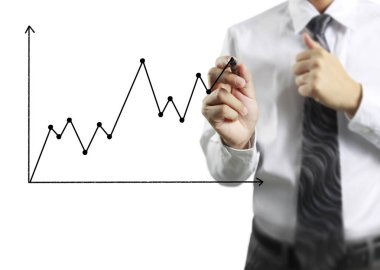 İşadamı grafik büyüyen grafik çizim