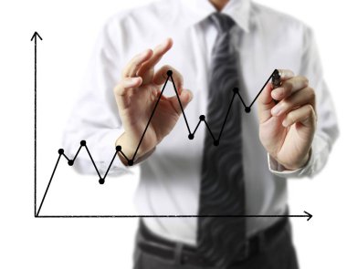 İşadamı grafik büyüyen grafik çizim