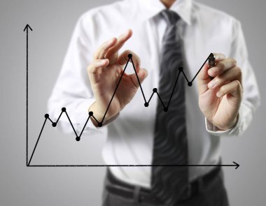 İşadamı grafik büyüyen grafik çizim