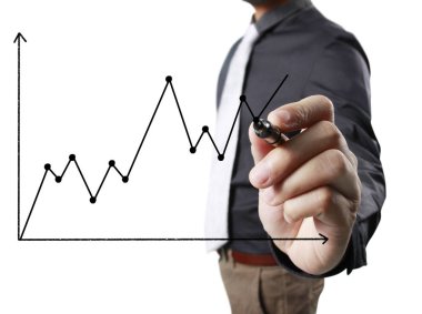 İşadamı grafik büyüyen grafik çizim