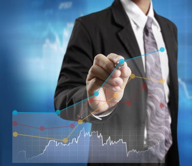 İşadamı grafik büyüyen grafik çizim