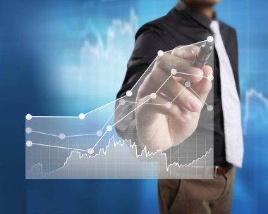 İşadamı grafik büyüyen grafik çizim