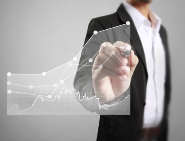 İşadamı grafik büyüyen grafik çizim