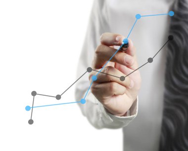 İşadamı grafiği büyüyen grafik çizim