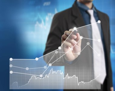 İşadamı grafik büyüyen grafik çizim