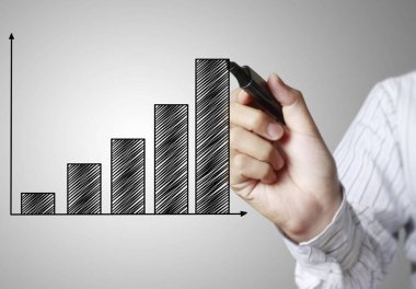İşadamı grafik büyüyen grafik çizim
