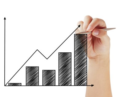 İşadamı grafik büyüyen grafik çizim