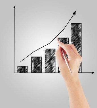 İşadamı grafik büyüyen grafik çizim