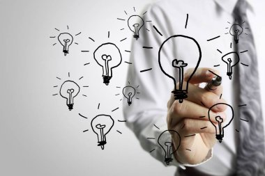 işadamı çizim ampul 