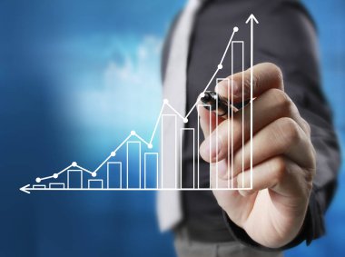 İşadamı grafik büyüyen grafik çizim