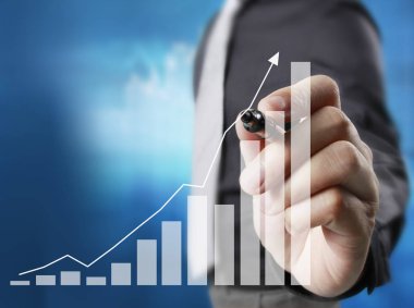 İşadamı grafik büyüyen grafik çizim