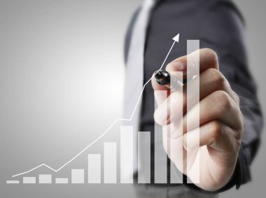 İşadamı grafik büyüyen grafik çizim