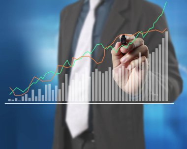 İşadamı grafik büyüyen grafik çizim