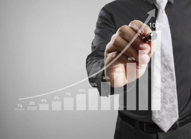 İşadamı grafik büyüyen grafik çizim