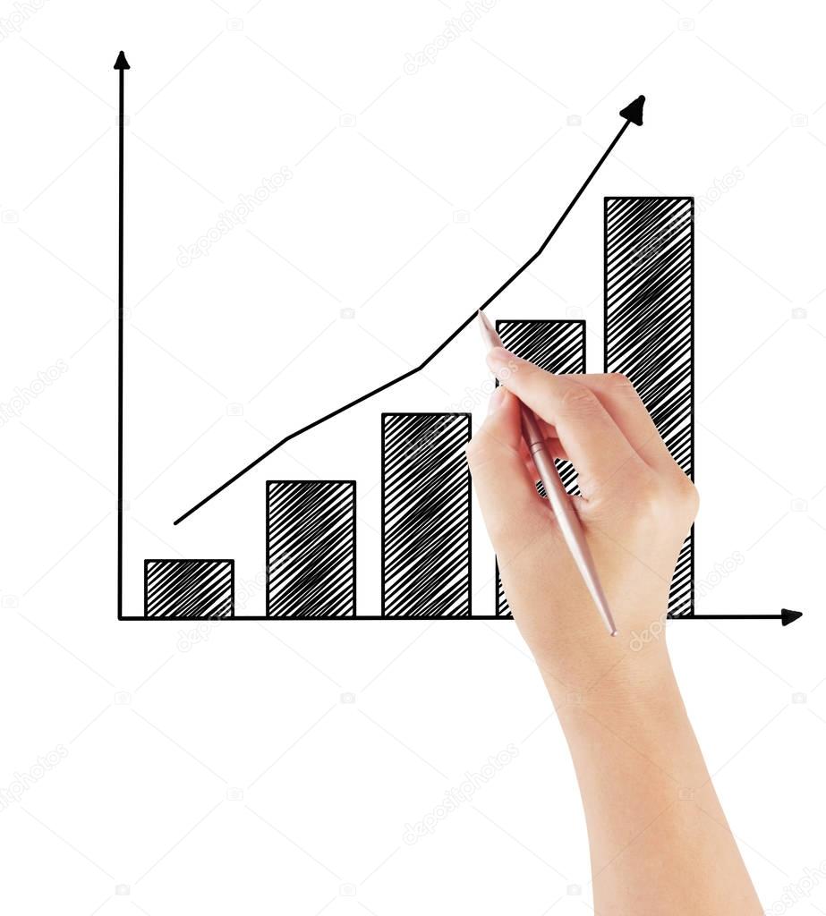 Businessman drawing graphics  growing graph