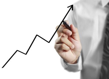 İşadamı grafiği büyüyen grafik çizim