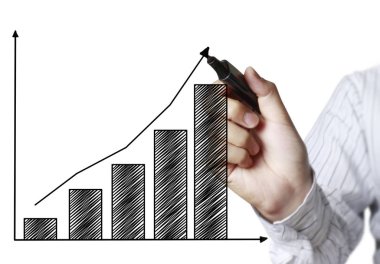 İşadamı grafik büyüyen grafik çizim