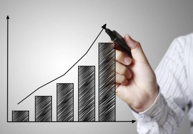 İşadamı grafik büyüyen grafik çizim