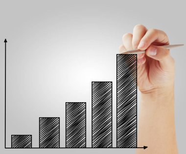 İşadamı grafik büyüyen grafik çizim