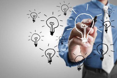 işadamı çizim ampul 