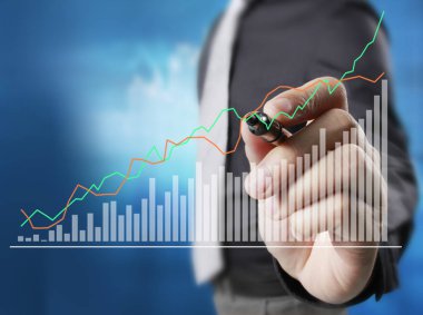 İşadamı grafik büyüyen grafik çizim
