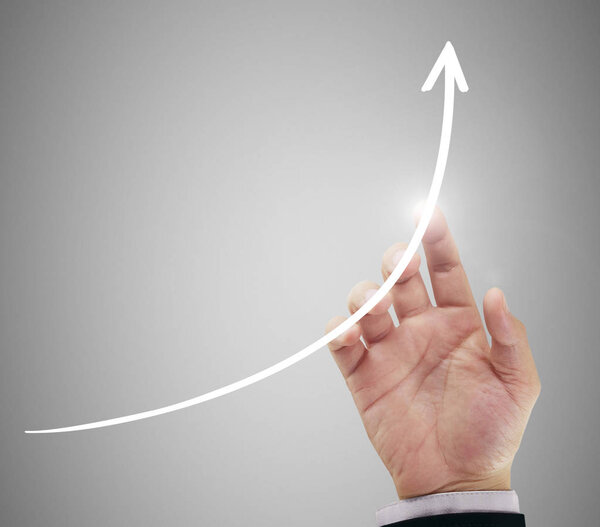 financial symbols coming from hand