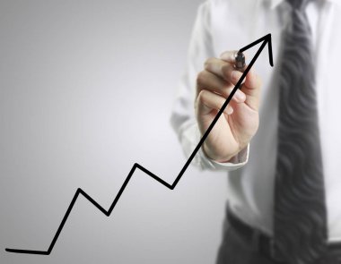 İşadamı grafik büyüyen grafik çizim