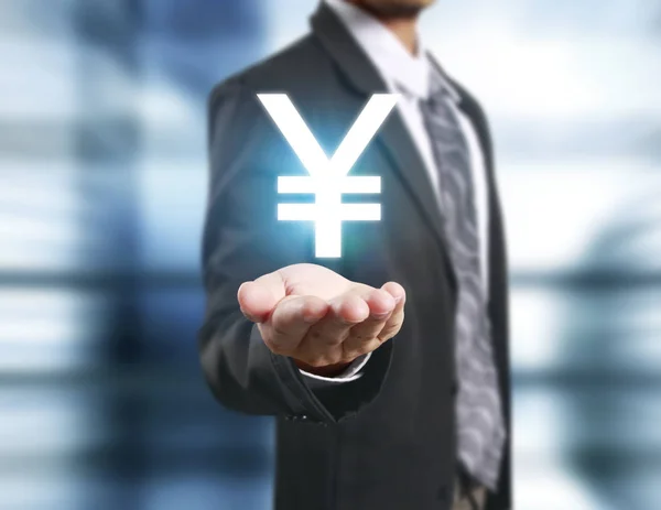 Símbolos financeiros provenientes da mão — Fotografia de Stock