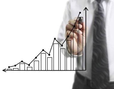 İşadamı grafik büyüyen grafik çizim