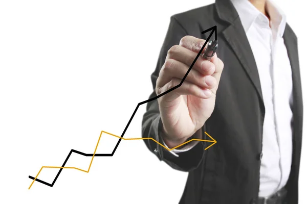 Businessman drawing graphics  growing graph — Stock Photo, Image