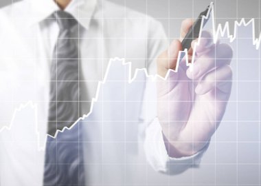 İşadamı grafiği büyüyen grafik çizim