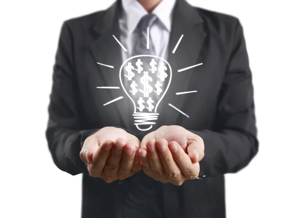 Holding light bulb in hand — Stock Photo, Image