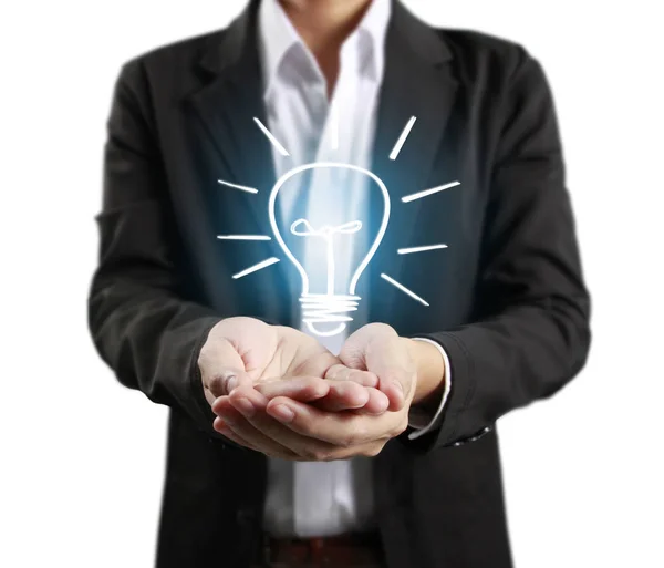 Holding light bulb in hand — Stock Photo, Image