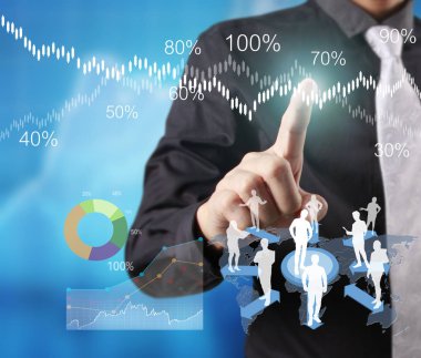 işadamı ile elden gelen finansal simgeler 