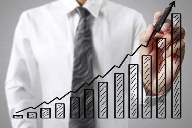işadamı grafik büyüyen bir grafik çizim