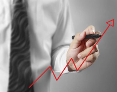 İşadamı grafik büyüyen grafik çizim