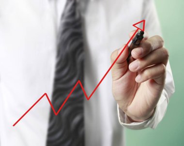 İşadamı grafik büyüyen grafik çizim