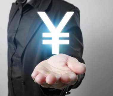 bir elinde sanal simge