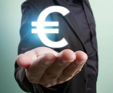 bir elinde sanal simge