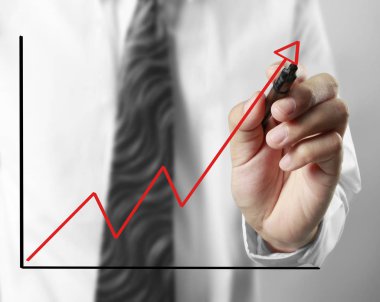 İşadamı grafik büyüyen grafik çizim