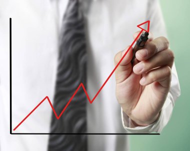 İşadamı grafik büyüyen grafik çizim