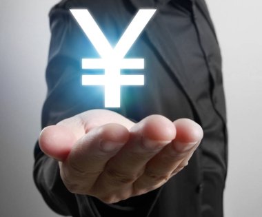 bir elinde sanal simge