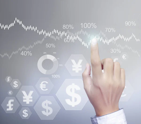 Financial Symbols Coming Hand — Stock Photo, Image