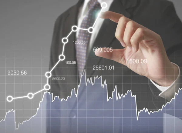 Símbolos Financieros Procedentes Una Mano — Foto de Stock