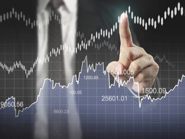 Símbolos Financeiros Que Vêm Uma Mão — Fotografia de Stock