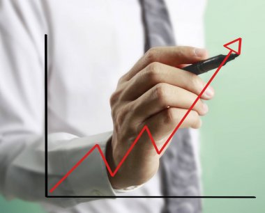 İşadamı grafik büyüyen grafik çizim