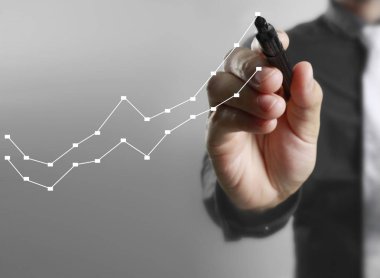 İşadamı grafik büyüyen grafik çizim