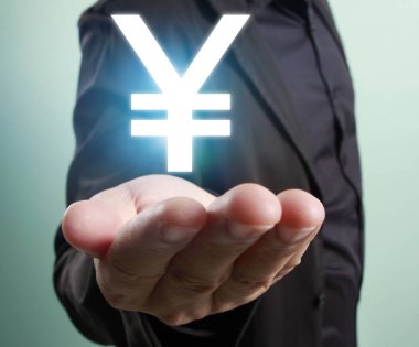 bir elinde sanal simge