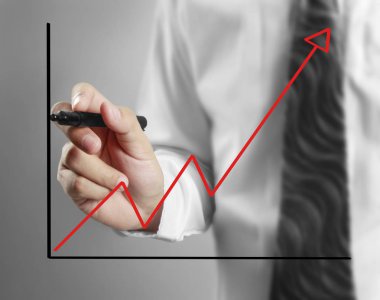 İşadamı grafik büyüyen grafik çizim