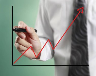 İşadamı grafik büyüyen grafik çizim